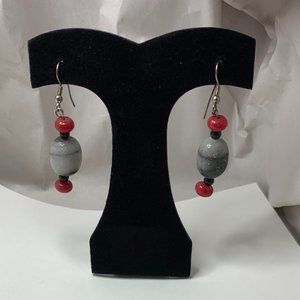 Plum Quartz And Marble Earrings